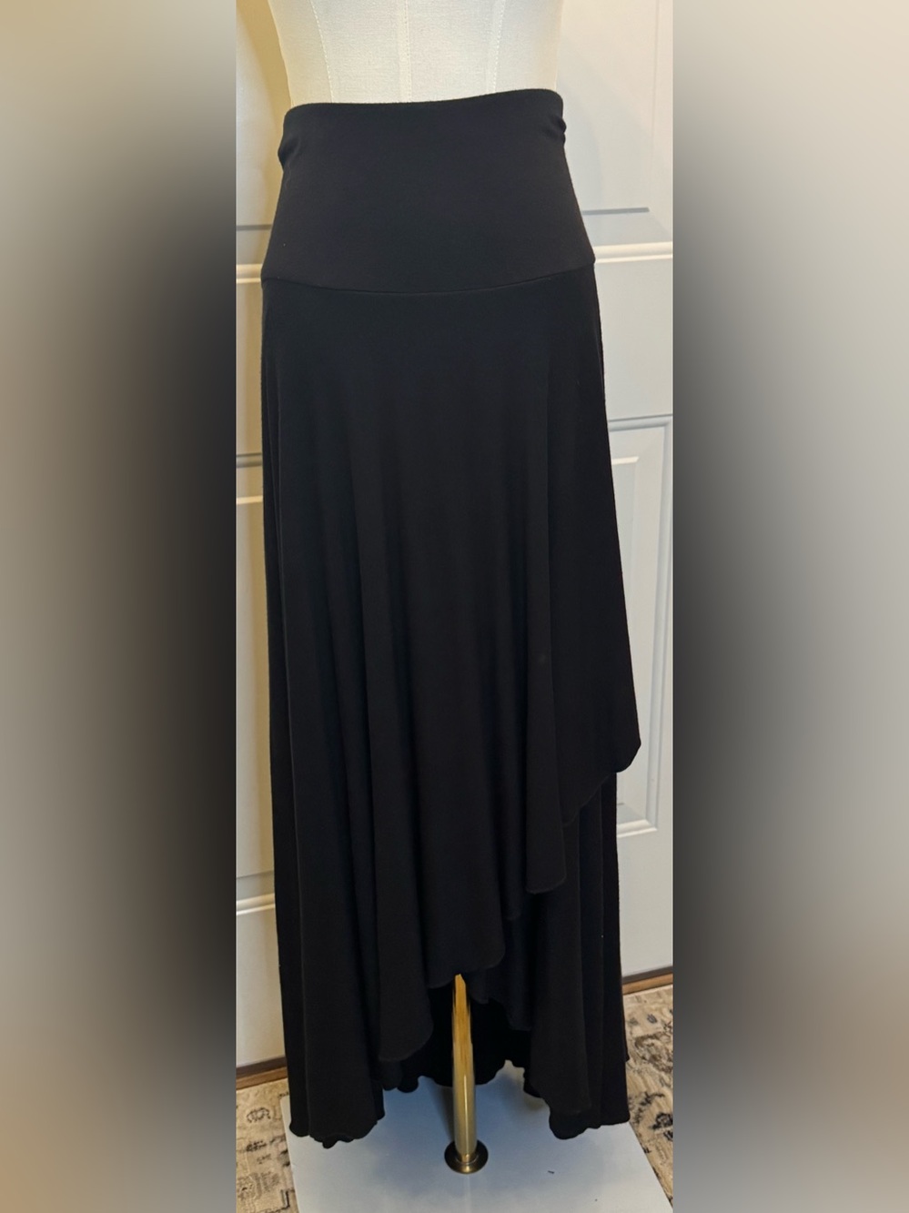 Karen Kane Black Maxi Skirt Ruffled Layered Look High Waisted Size XL Staple